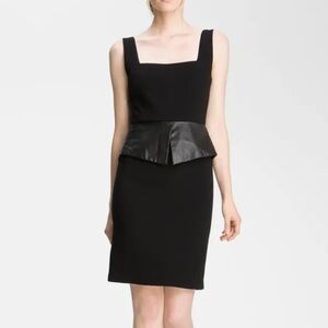 Alice + Olivia Maddy Leather Peplum Sheath Dress black